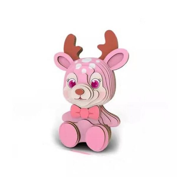 3D Pink Deer Toy Puzzel