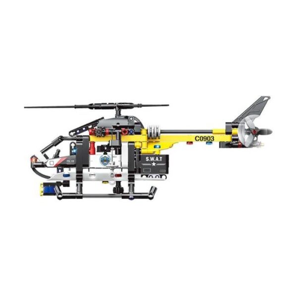 Helicopter Blocks Building