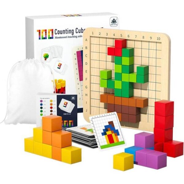 Montessori teaching Aids Counting Wooden Cubes